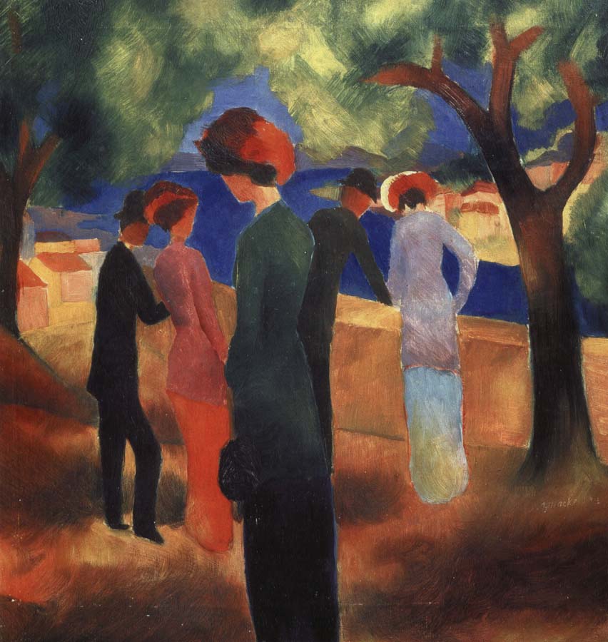 auguste macke kvinna i gron jacka